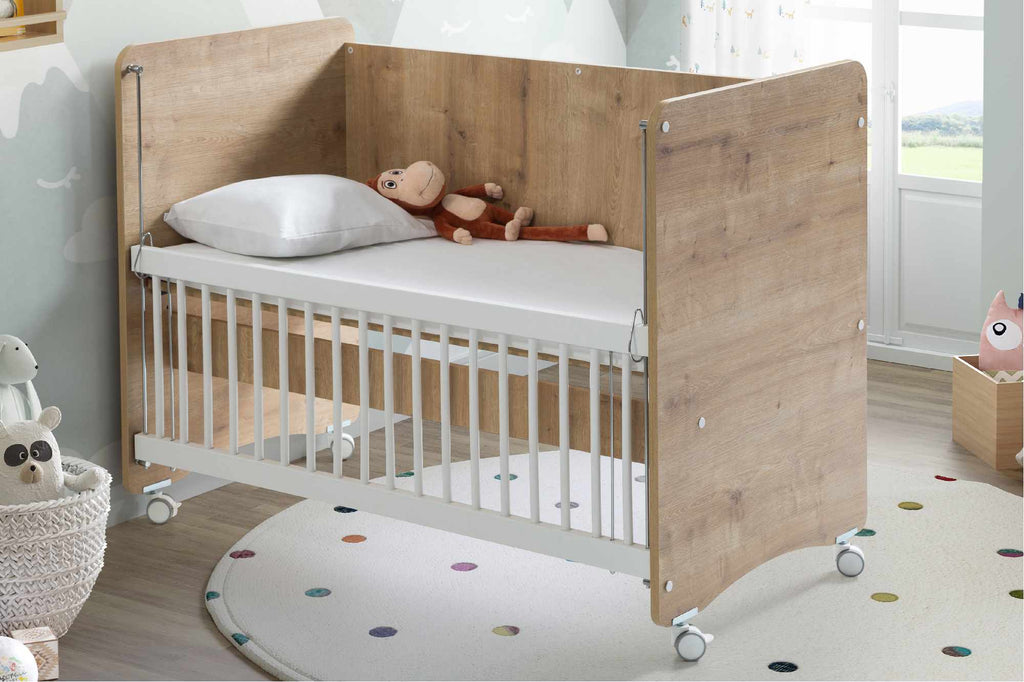 Wooden Mother Side Crib with wheels 120 X60