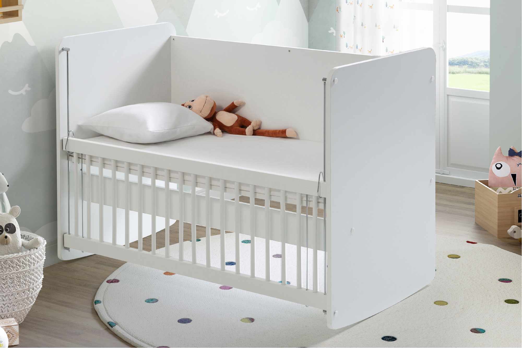 White Rocking Mother Side Crib 120 X60